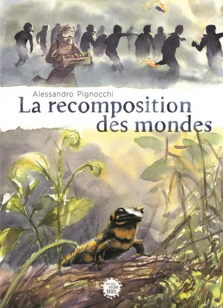 en haut, une manifestation de la Zad de Notre-Dame-des-Landes, en bas, un gecko